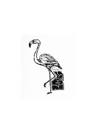 Xilogravura Flamingo by Rafael Ramalho “Cão” (20 cm x 13 cm)
